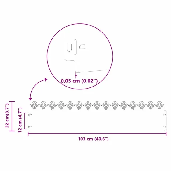 Borduri Gazon Antracit Oțel | 20 pcs | Delimitare Exterior