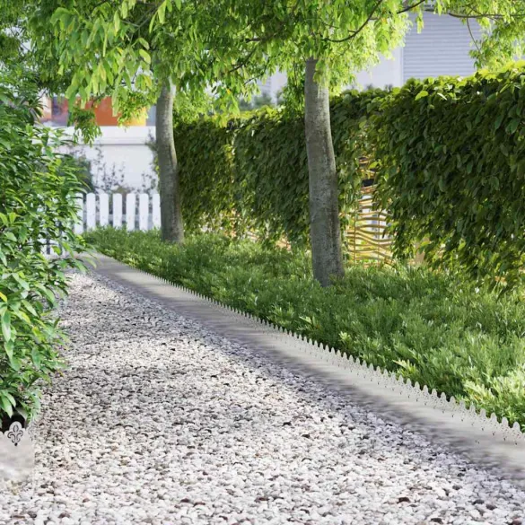 Borduri Gazon Metalice Argintii 20 piese | Delimitare Gradina