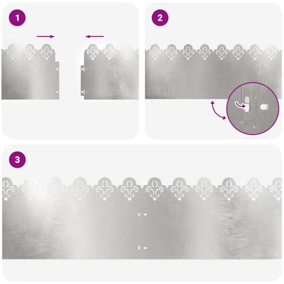 Borduri Gazon Metalice Argintii 20 piese | Delimitare Gradina