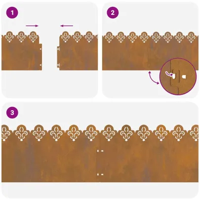 Borduri Gazon Metalice Rustice 103x22cm | Livrare Gratuită