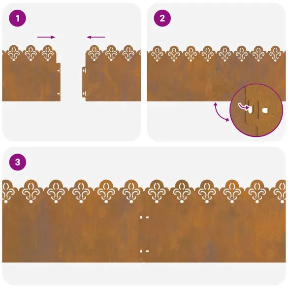 Borduri Metalice Gazon Rustic 20 piese | Delimitare Gradina