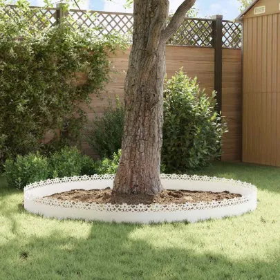 Borduri Gazon Metalice Alb 30 pcs | Delimitare Grădină