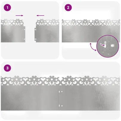 Borduri Gazon Metalice Argintii 20 piese 103x22cm