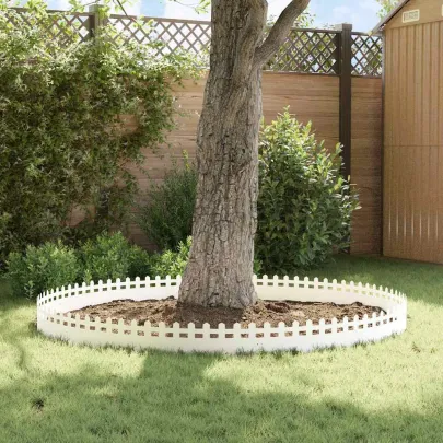 Borduri Gazon Metalice Alb - 10 piese 103x22cm