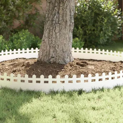 Borduri Gazon Metalice Alb - 10 piese 103x22cm