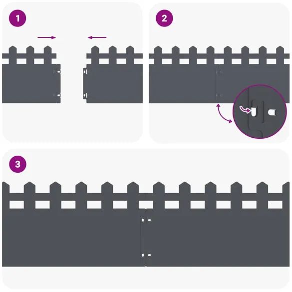 Borduri Gazon Antracit 20 piese Oțel | Delimitare Grădină