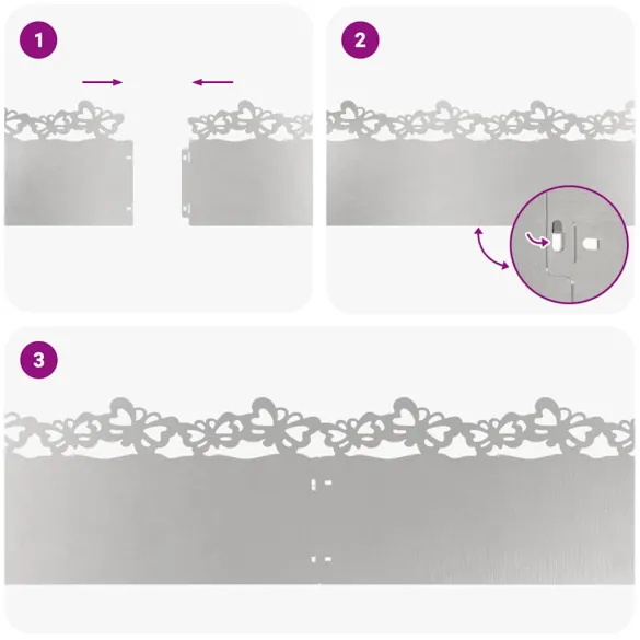 Borduri Gazon Metalice Argintii 103cm - Set 10 Bucăți