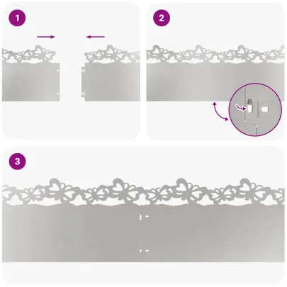 Borduri Gazon Metalice Argintii 103cm - Set 10 Bucăți