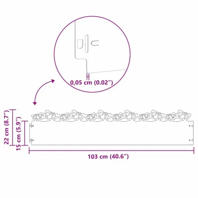 Borduri Gazon Metalice Argintii 103cm - Set 10 Bucăți
