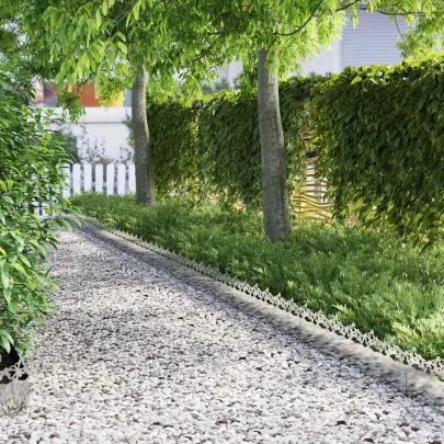 Borduri Gazon Metalice Argintii 10 Buc | Delimitare Grădină