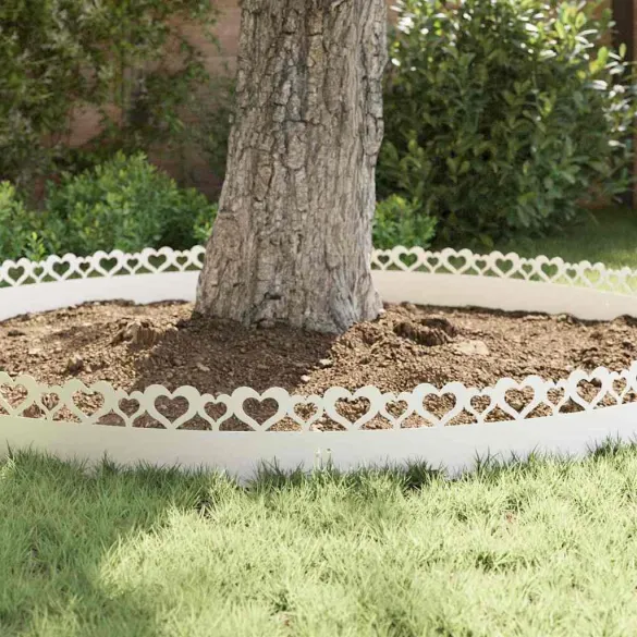 Borduri Gazon Metalice Alb 30 pcs | Delimitare Grădină