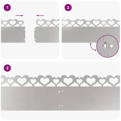 Borduri Gazon Metalice Argintii 103cm | 10 Bucăți