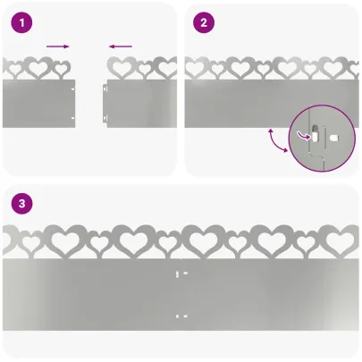 Borduri Gazon Metalice Argintii 103cm - Set 10 Bucăți