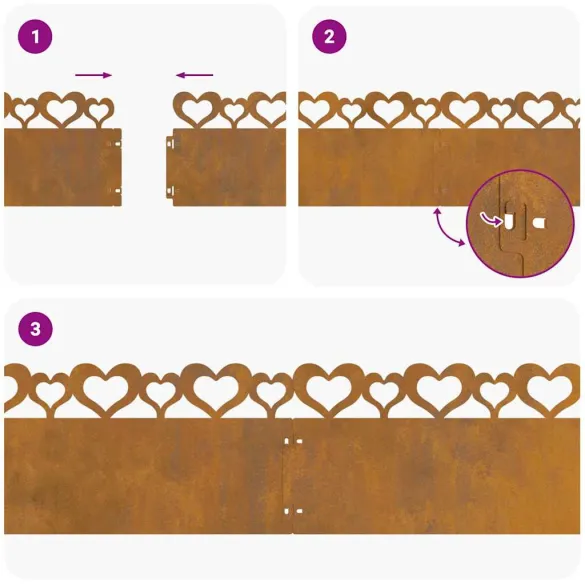 Borduri Metalice Gazon 30 piese Rustic | Livrare Gratuita