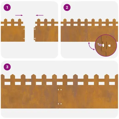 Borduri Gazon Metalice Rustice 20 piese 103x22cm