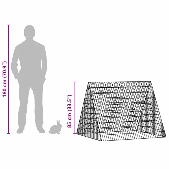 Cușcă Iepuri Exterior Argintiu 215x100x85 cm - Oțel