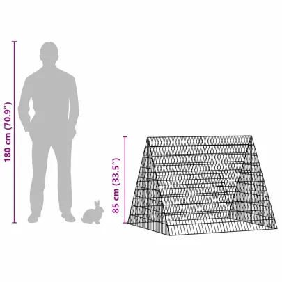 Cușcă Iepuri Exterior Argintiu 215x100x85 cm - Oțel