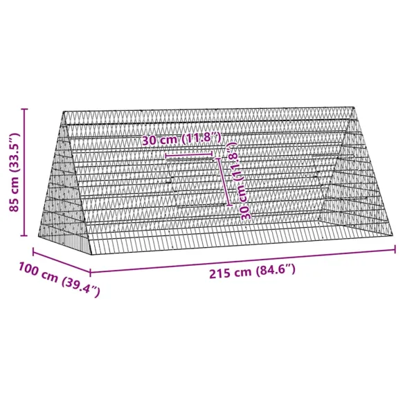Cușcă Iepuri Exterior Argintiu 215x100x85 cm | Oțel Galvanizat