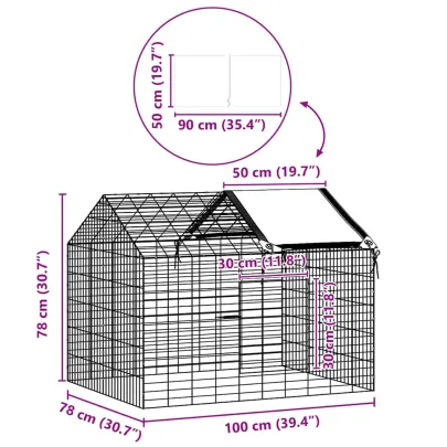 Cușcă Iepuri Exterior Argintiu 400x78x78 cm - Oțel Galvanizat