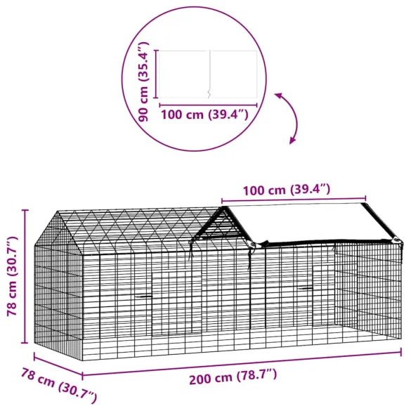 Cușcă Iepuri Argintiu Exterior 400x78x78 cm