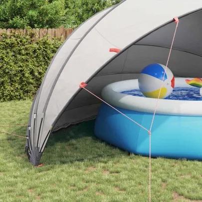 Dom Piscină Manual Gri-Portocaliu 592x590cm | Livrare Gratuită