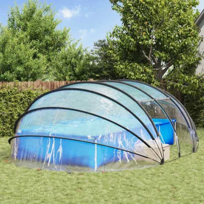 Cort Piscină Transparent PVC | 538x440x204 cm | Livrare Gratuită