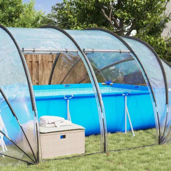 Cort Piscină Transparent PVC 640x432x205 cm - Livrare Gratuită