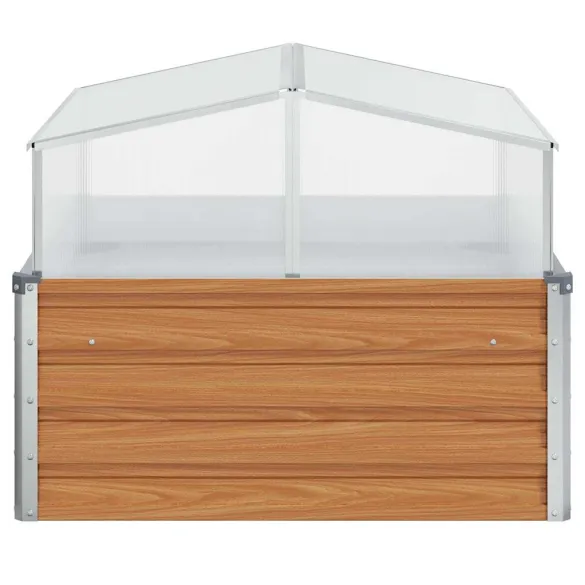 Sera Grădină Maro Deschis 100x100x77 cm - Oțel Galvanizat