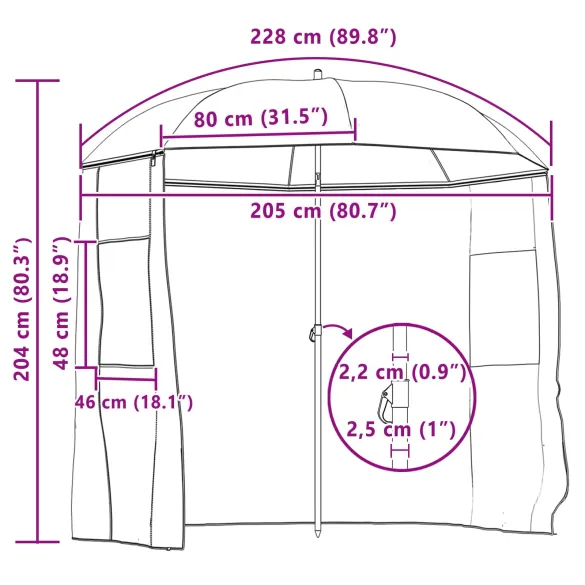 Umbrelă Pescuit Galben - 240x210 cm cu Înclinare