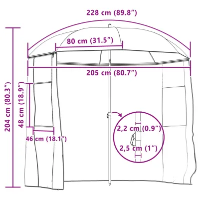 Umbrelă Pescuit Galben - 240x210 cm cu Înclinare