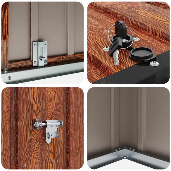 Cutie Depozitare Grădină Oțel Maro, 214x82x132 cm