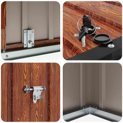 Cutie Depozitare Grădină Oțel Maro, 214x82x132 cm