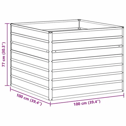 Strat Înălțat Grădină Metal Maro 100x100 cm