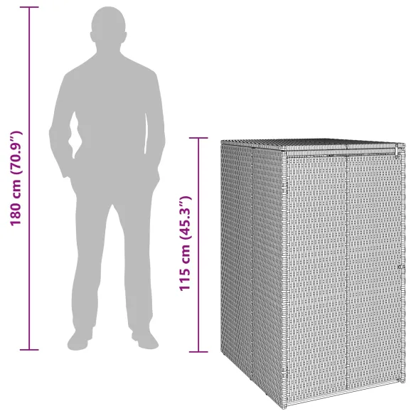 Cutie Gunoi Gri 65x80x115 cm Polietilenă | Livrare Gratuită