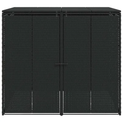 Cutii Gunoi Exterior 2 Buc - Negru, Polietilenă Rezistentă