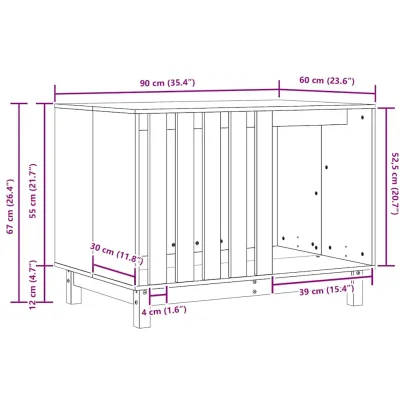 Casă Câini Lemn Masiv cu Depozitare 90x60x67cm