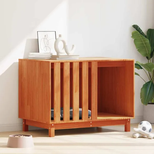 Cușcă Câini cu Depozitare Maroniu - Lemn Masiv 100x70x70 cm