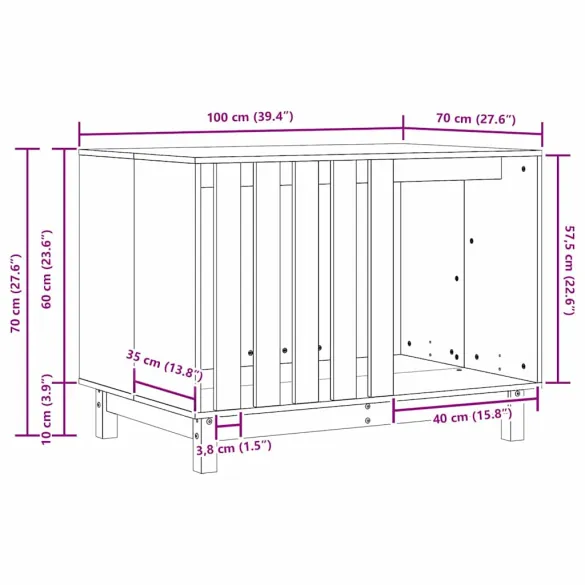 Cușcă Câini cu Depozitare Maroniu - Lemn Masiv 100x70x70 cm