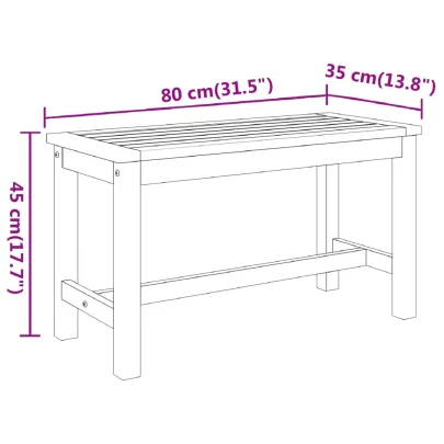Bancă Grădină Lemn Acacia Masiv - 80x35x45 cm