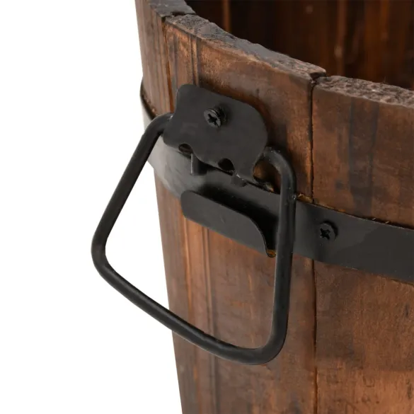 Set 3 Jardiniere Găleată Lemn Brad | Decor Grădină