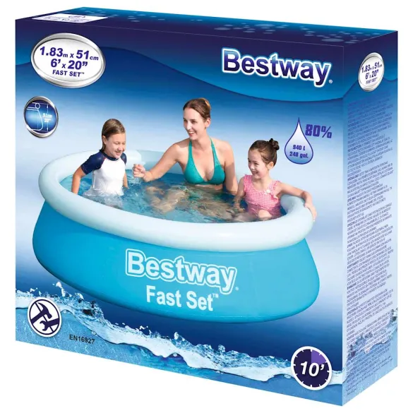 Piscină Gonflabilă Fast Set Albastru 183 cm - Bestway