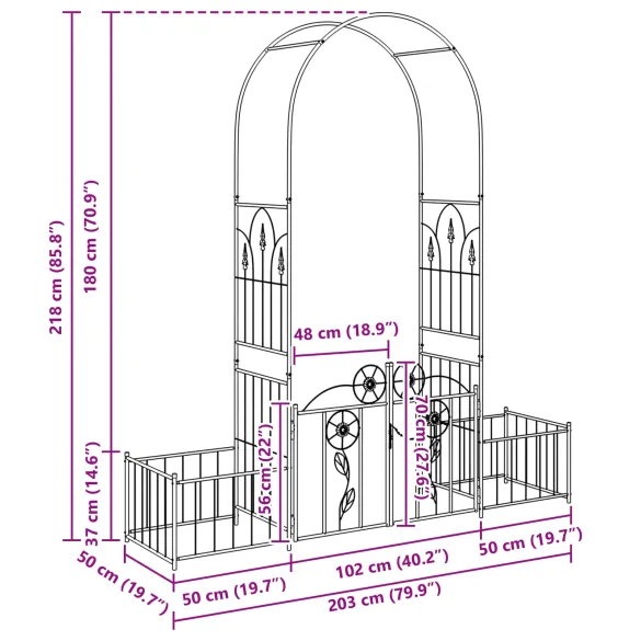 Arcada de Grădină Simplă, Negru 203x218 cm | Livrare Gratuită