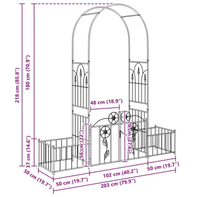Arc de Grădină Verde Metalic 203x50x218 cm
