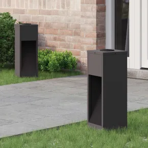 Lămpi LED Solar pentru Alei, 2 Bucăți - Negru, Oțel