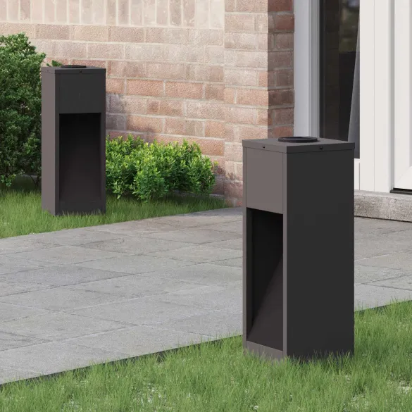 Lămpi LED Solar pentru Alei, 2 Bucăți - Negru, Oțel