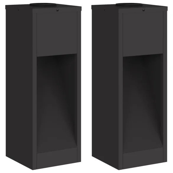 Lămpi LED Solar pentru Alei, 2 Bucăți - Negru, Oțel