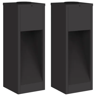 Lămpi LED Solar pentru Alei, 2 Bucăți - Negru, Oțel