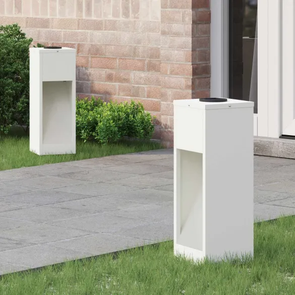 Lămpi Alee Solar LED 2 bucăți, Oțel Alb | Comandă Online