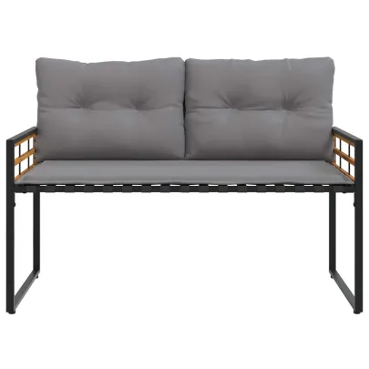 Bancă din Lemn cu Pernă Gri - 114x55x77 cm | Livrare Gratuită