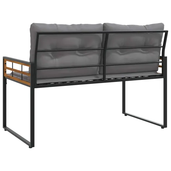 Bancă din Lemn cu Pernă Gri - 114x55x77 cm | Livrare Gratuită